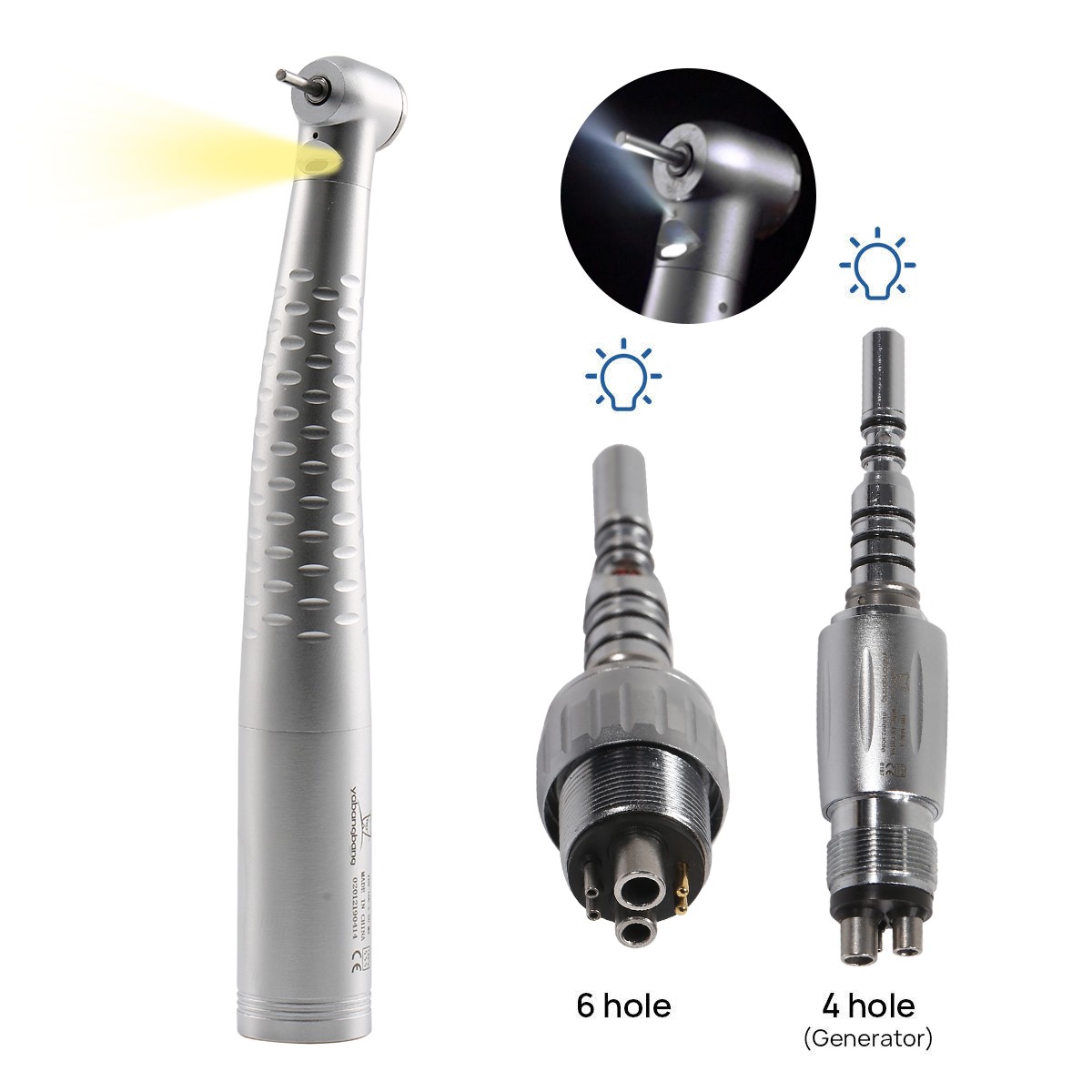 Dental Fiber Optic High Speed Handpiece / 4/6H LED Quick Coupler / Rotor