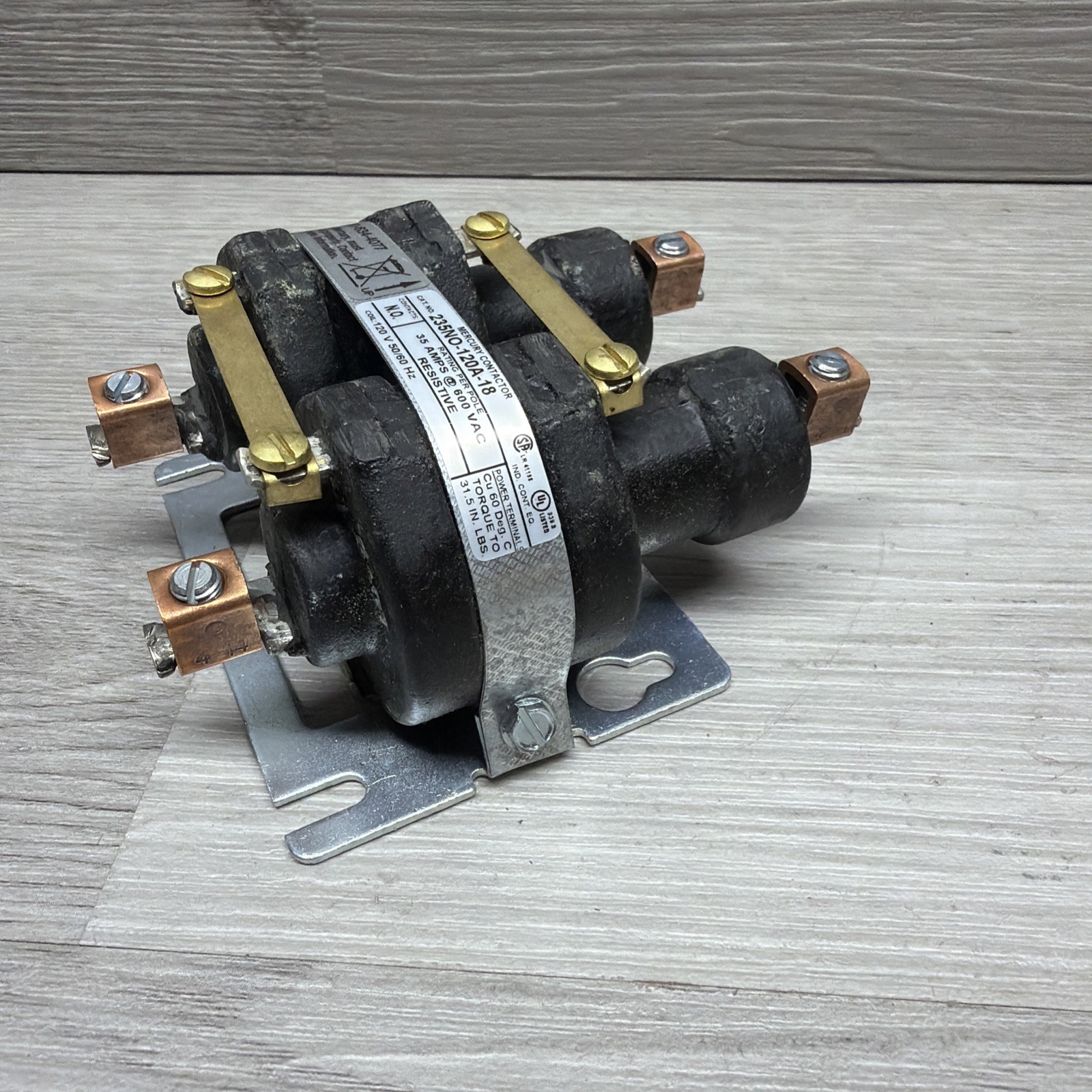 MDI 235NO-120A-18 Mercury Contactor, 2-Pole 35 Amp Max, 120VAC Coil