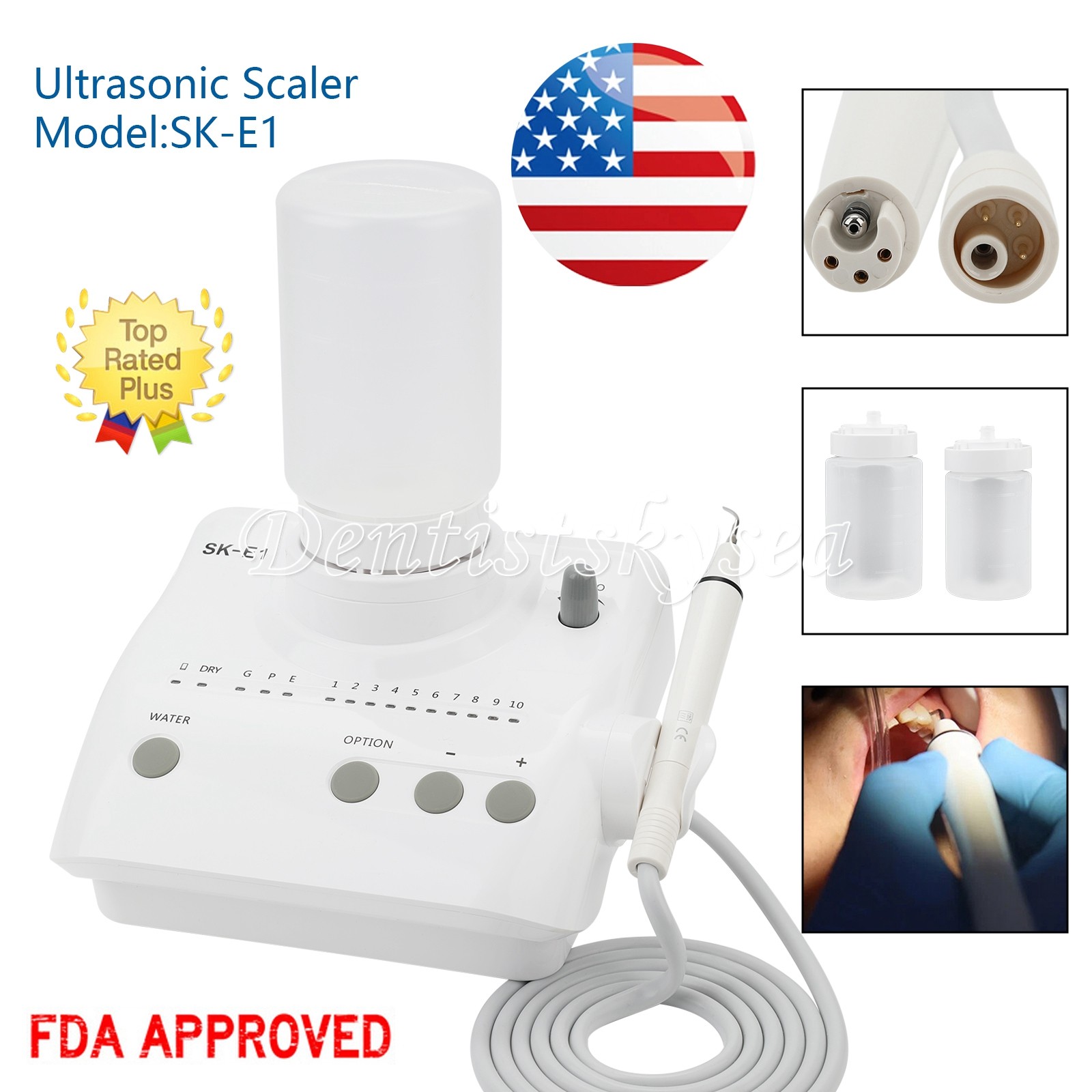 SK-E1 Dental Ultrasonic Piezo Scaler W/Handpiece Tips Bottles Fit EMS HOT