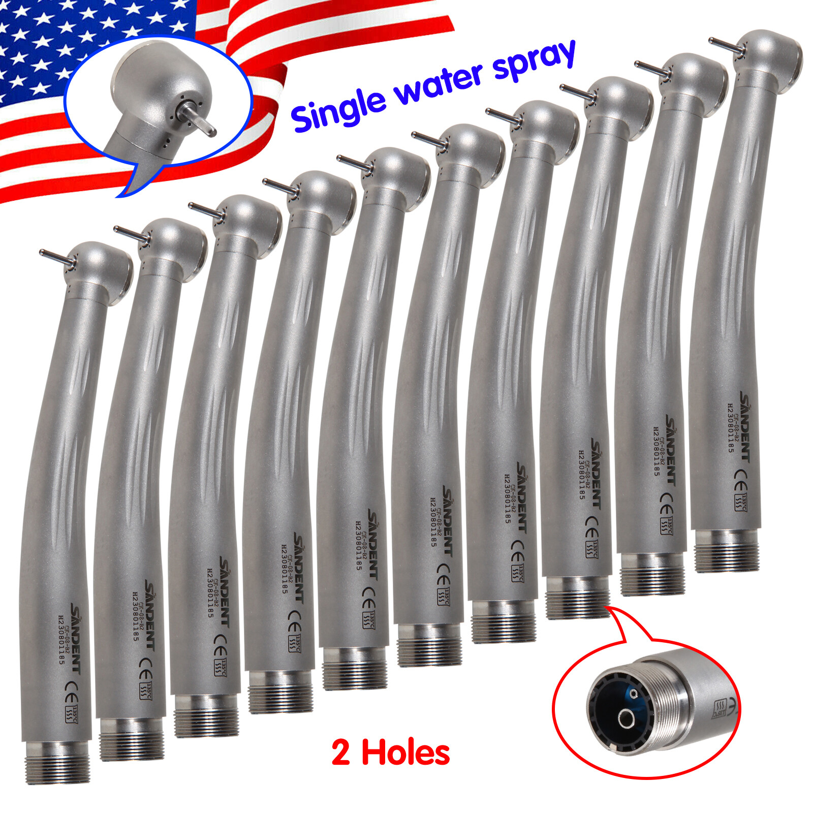 1-10 NSK Pana Style Dental High Speed Handpiece Ceramic Bearing 2 Holes Borden