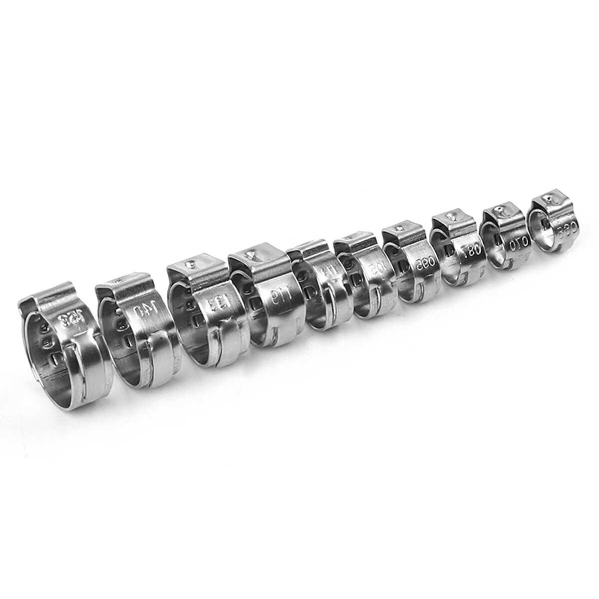 100/260X High Pressure Fuel Hose Clamps Stepless Stainless Steel Single Ear Clip