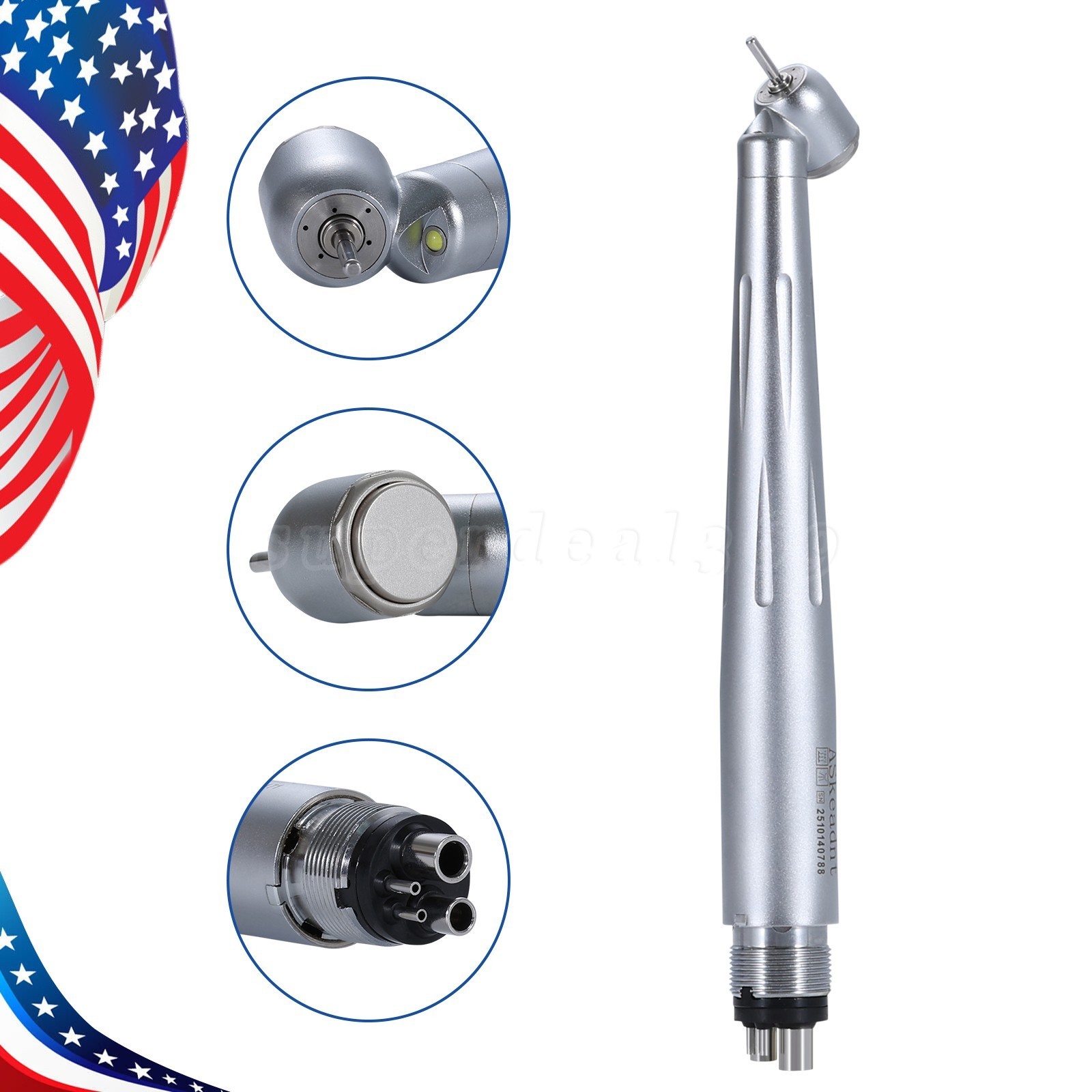 1-10pcs Dental High Speed Handpiece/45 Degree LED E-generator Triple 4 Holes