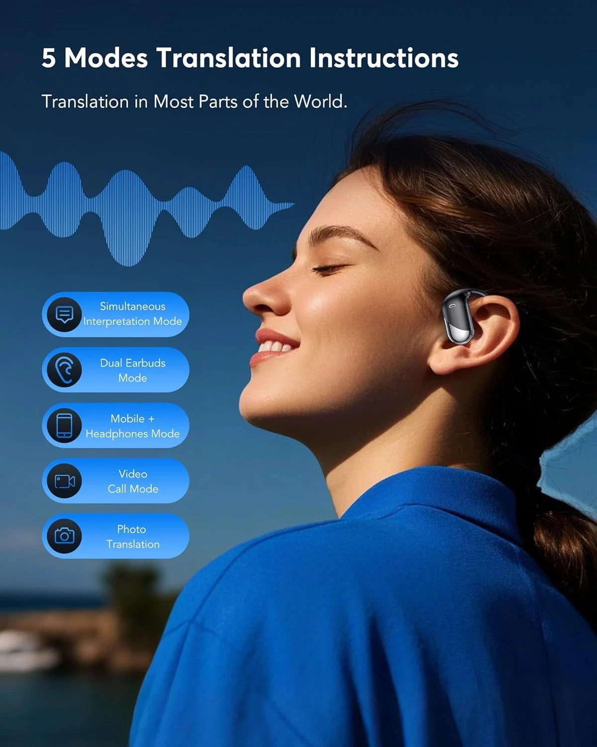 Paekole H5 AI Translation Earbuds: Real-Time 2-Way Language Translator Device (1