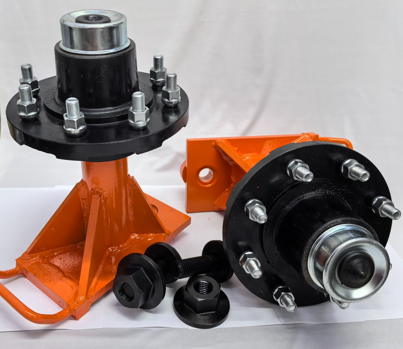 Pair 8×6.5 9000LB Shipping Container Caster Moving Wheels Lug Bolt-On w/ Handle