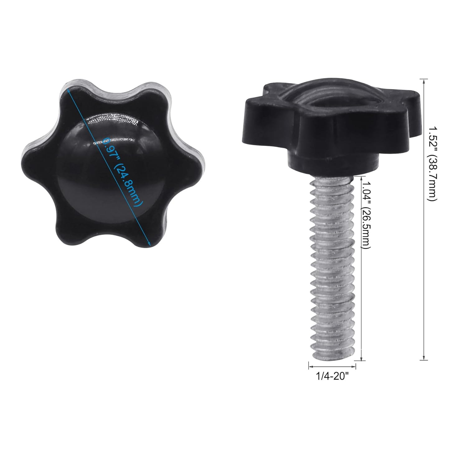 10 Pieces 1/4»-20-1» Thread Knob Plastic Star Shaped Nut Clamping Male Handle
