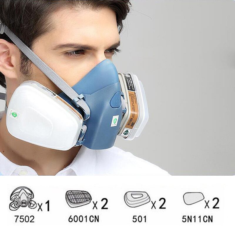 7 IN 1 Half Face Mask for 6200 / 7502 Gas Painting Spray Protection Respirator