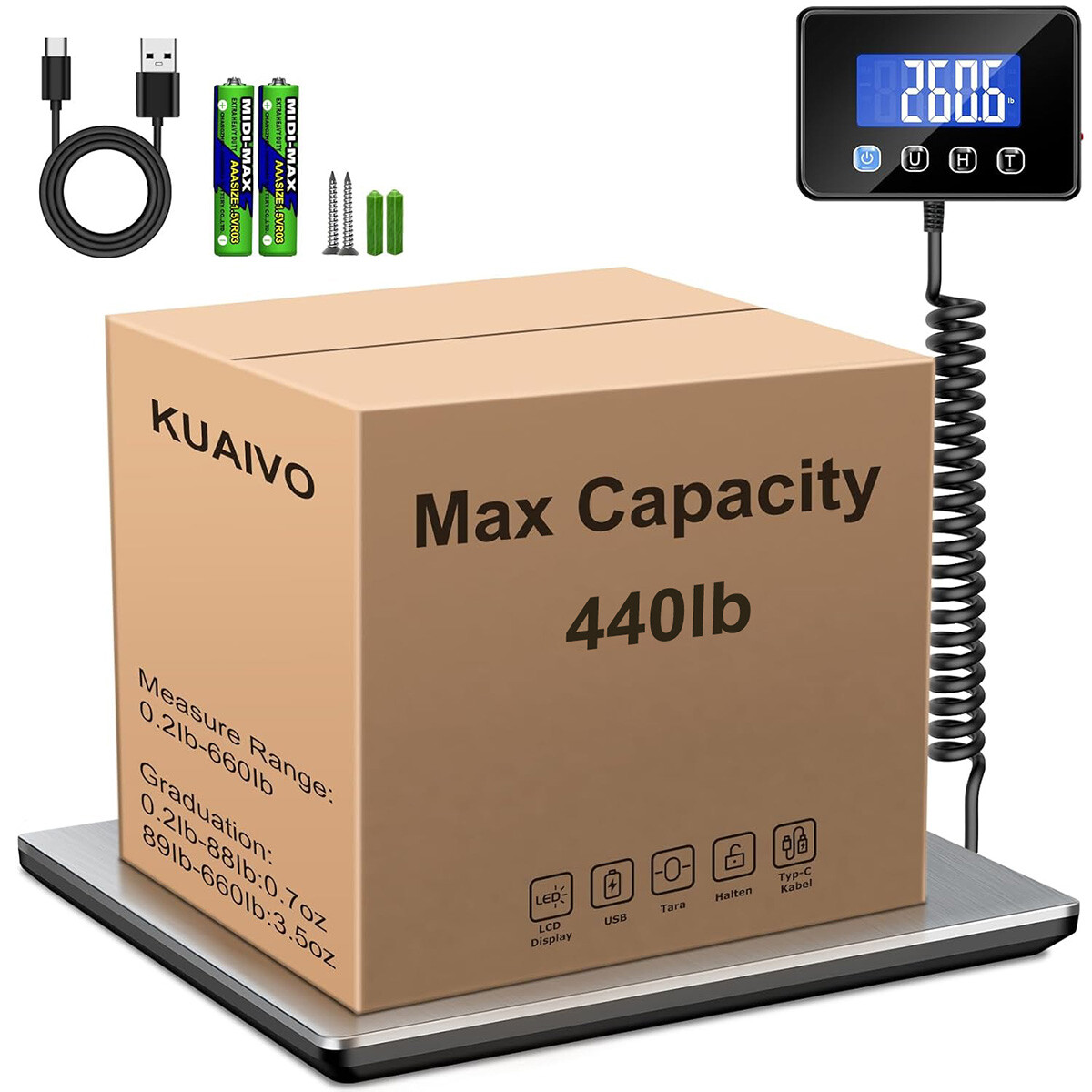 200kg 440lbs LCD Digital Postal Parcel Scales Platform Postage Shipping Weighing