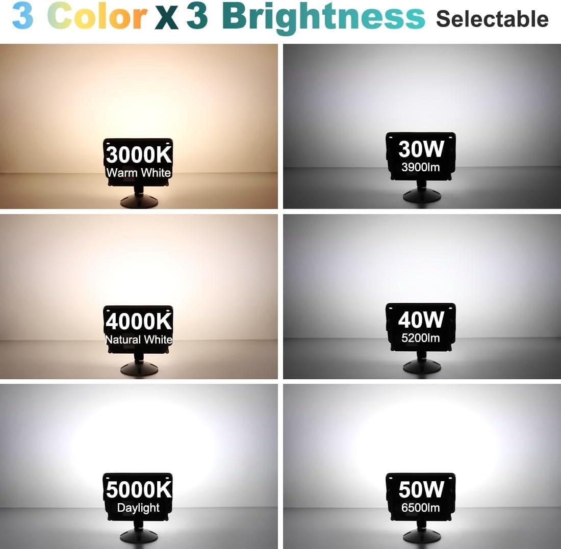 2-Pack 50W LED Flood Light for outdoor, IP65 Dim 5000K with 1/2″ NPT Knuckle