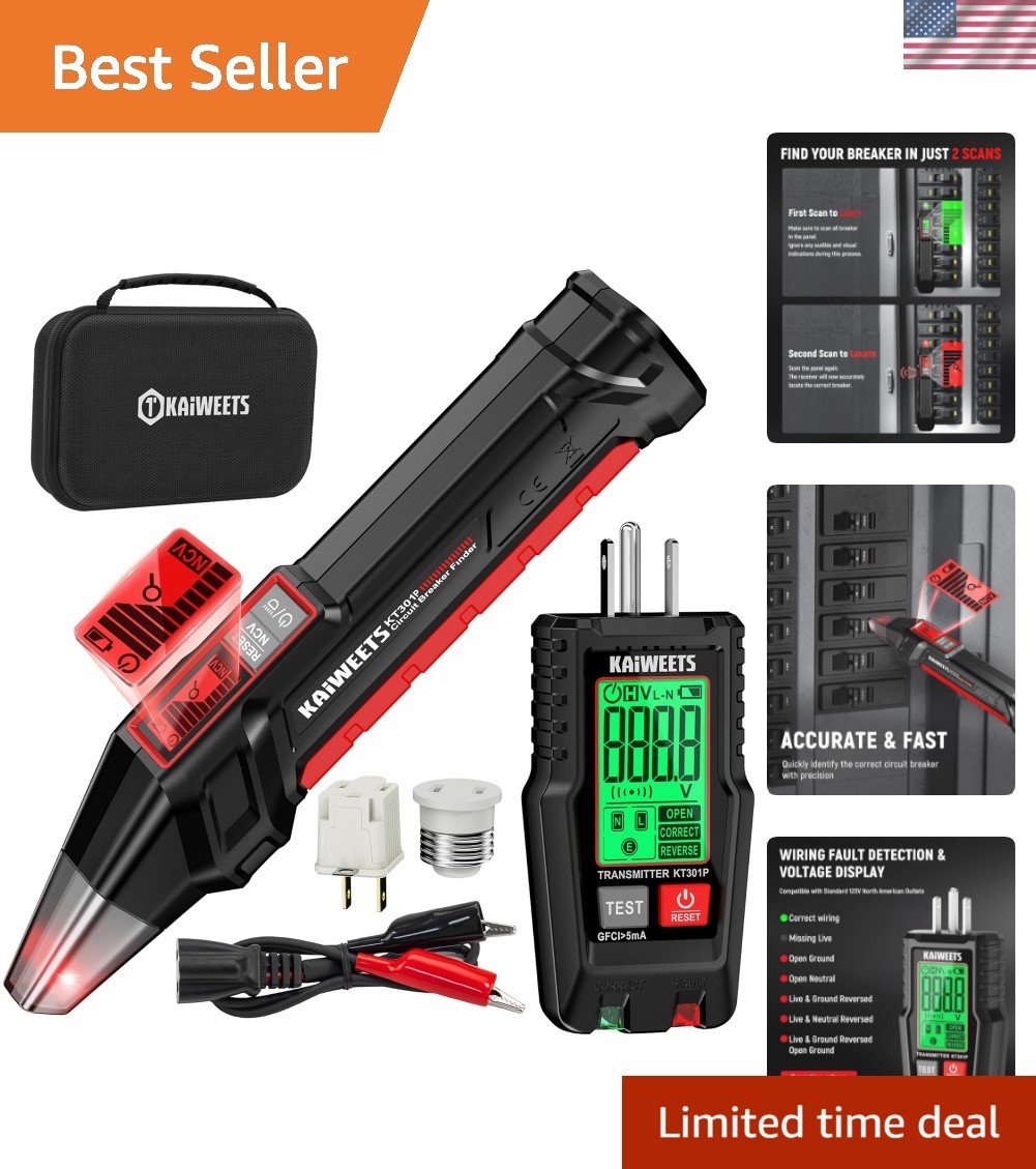 Circuit Breaker Finder with LCD Display, GFCI Outlet Tester, Electrical Circu…