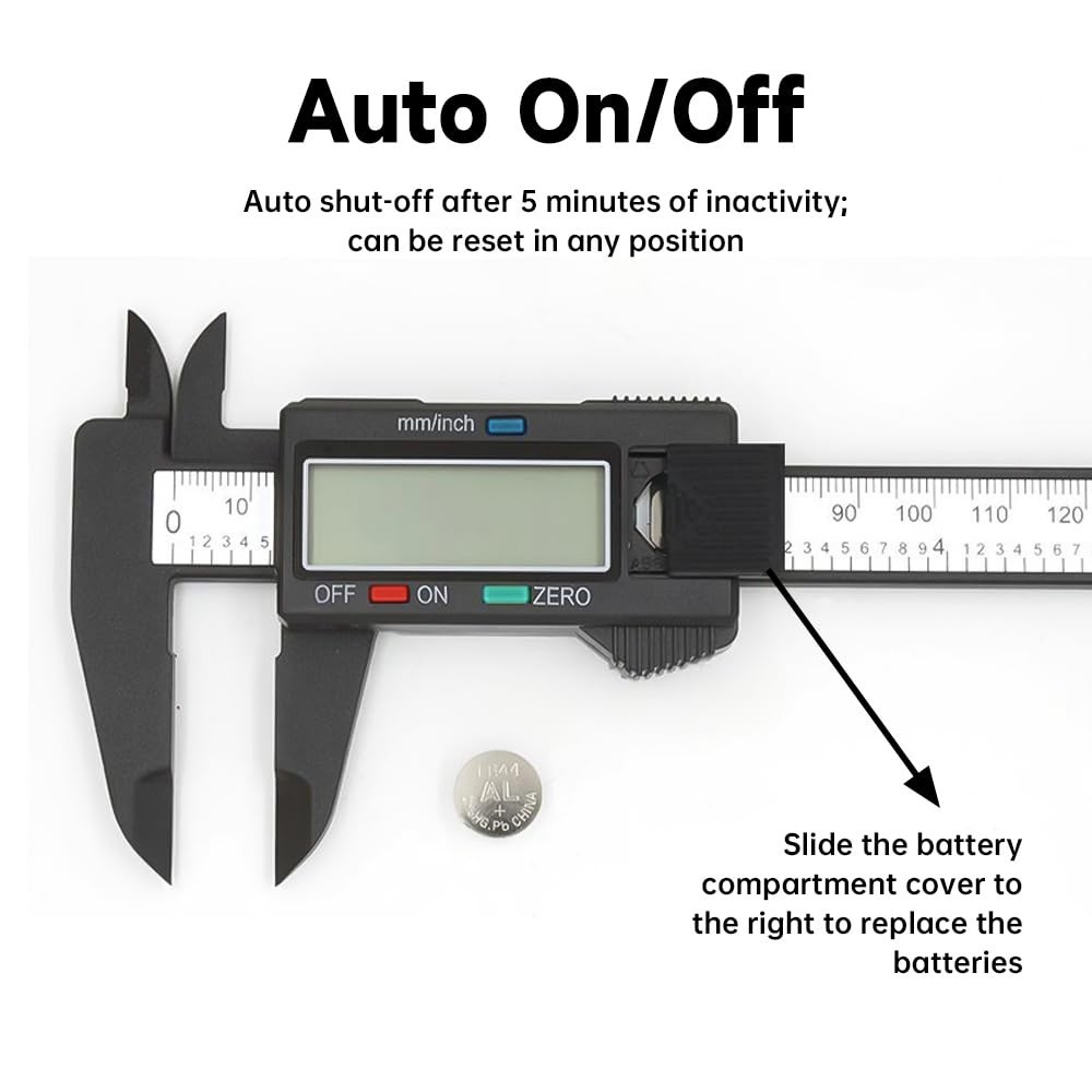 Electronic Digital Display Caliper, 0‑100mm/ 4in Lightweight Carbon Fiber Com…