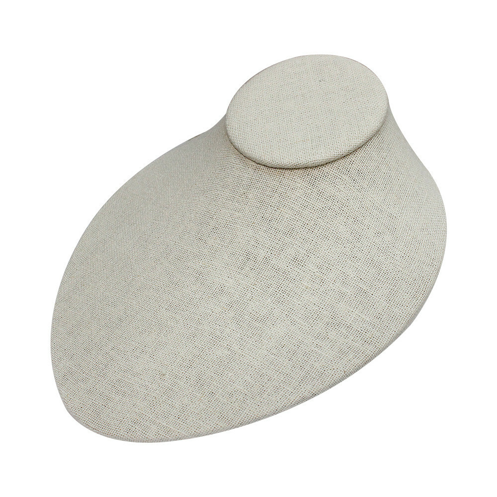 6-1/2″ x 7-1/2″ x 3-1/2″ Soft Linen Covered Flat Necklace Display Chain Holder