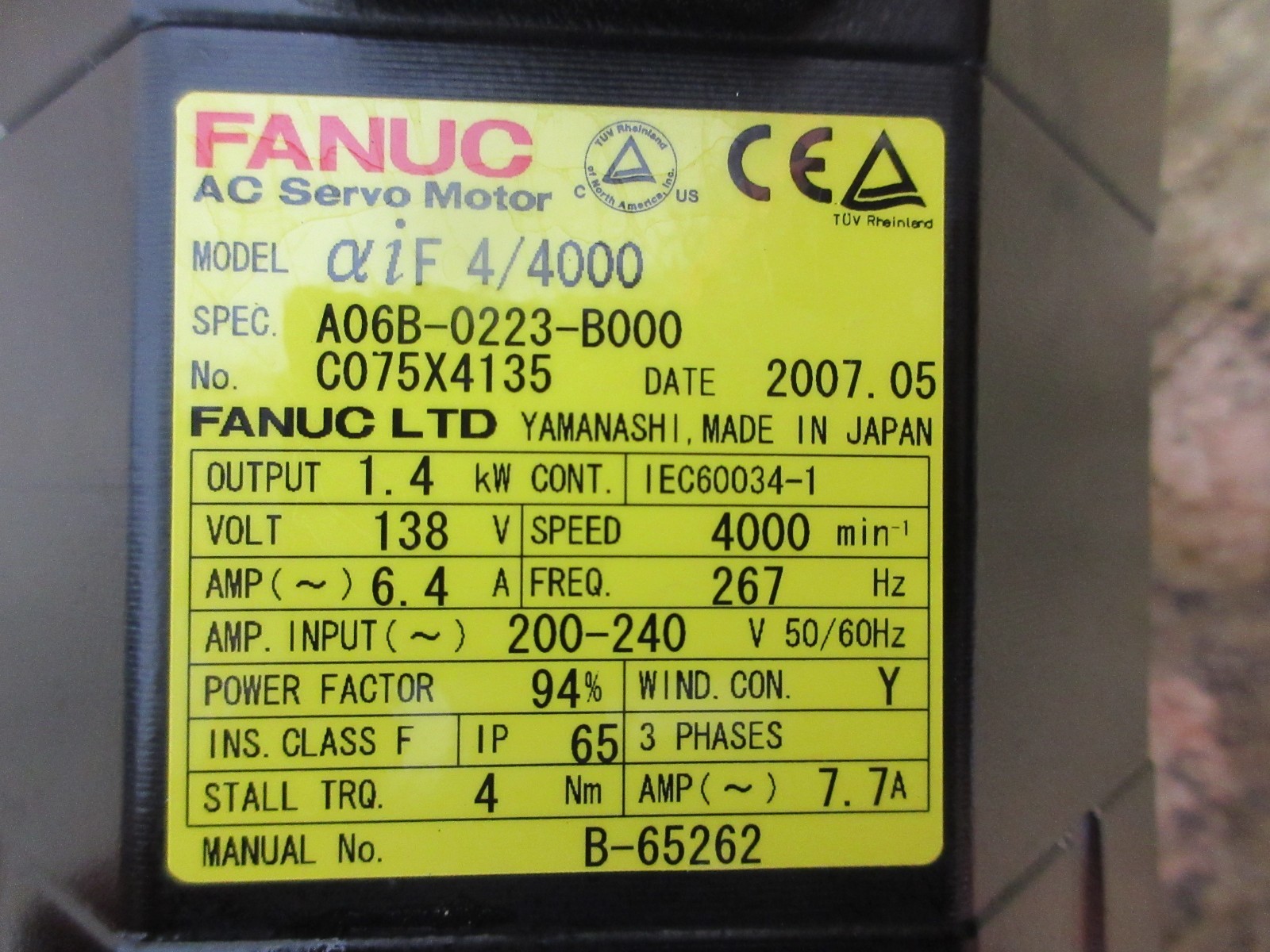 SPECIAL PRICE AMADA QUATTRO LASER A06B-0223-B000 A860-2000-T301 FANUC MOTOR