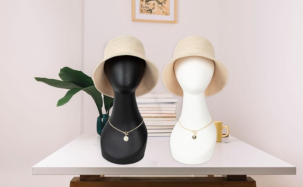 18″ Black Abstract minimalist Mannequin Head shoulder Wig Display Bust Stand