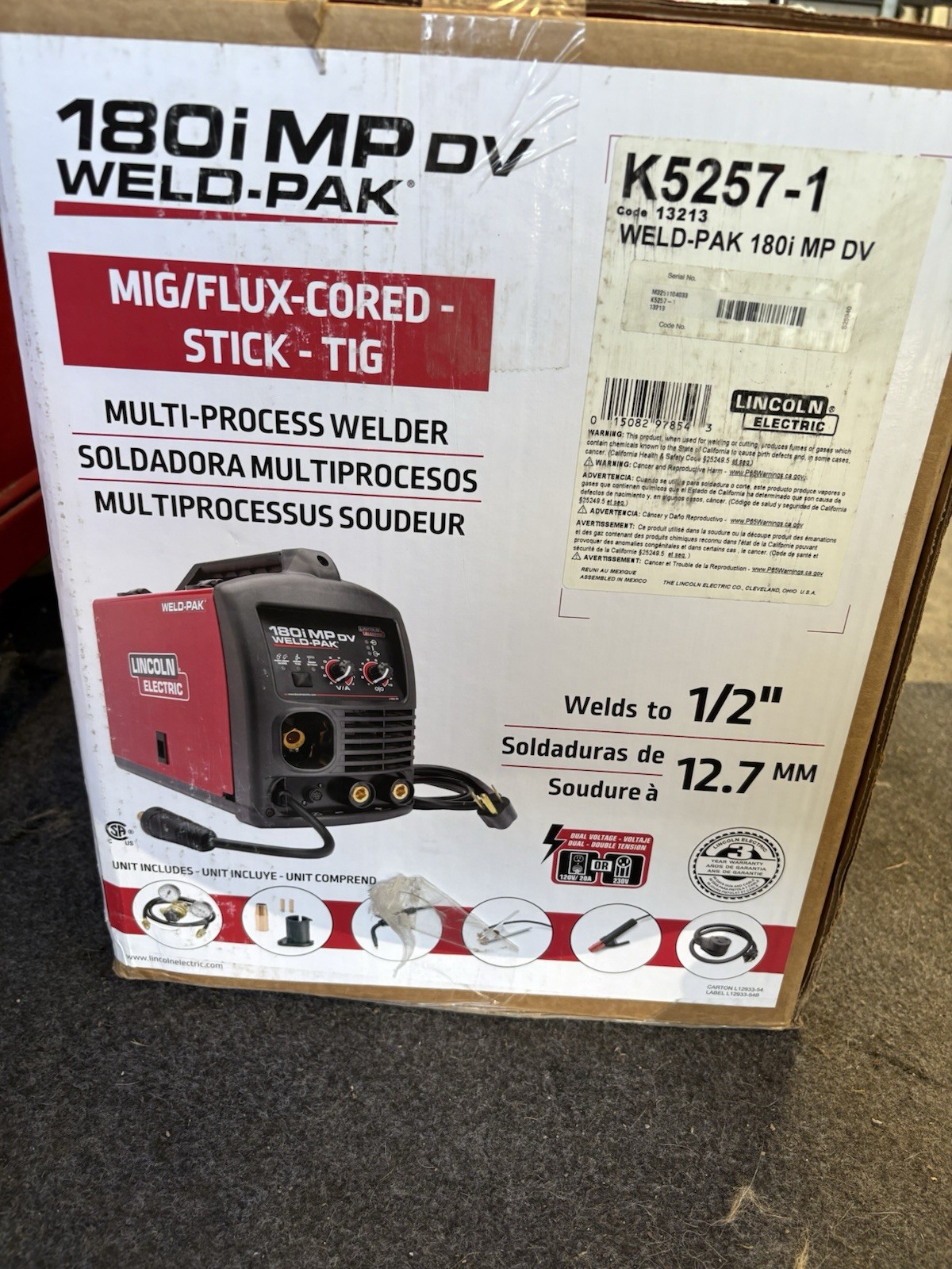 Lincoln Electric WELD-PAK 180i MP DV Multiprocess Welder MIG Stick TIG K5257-1