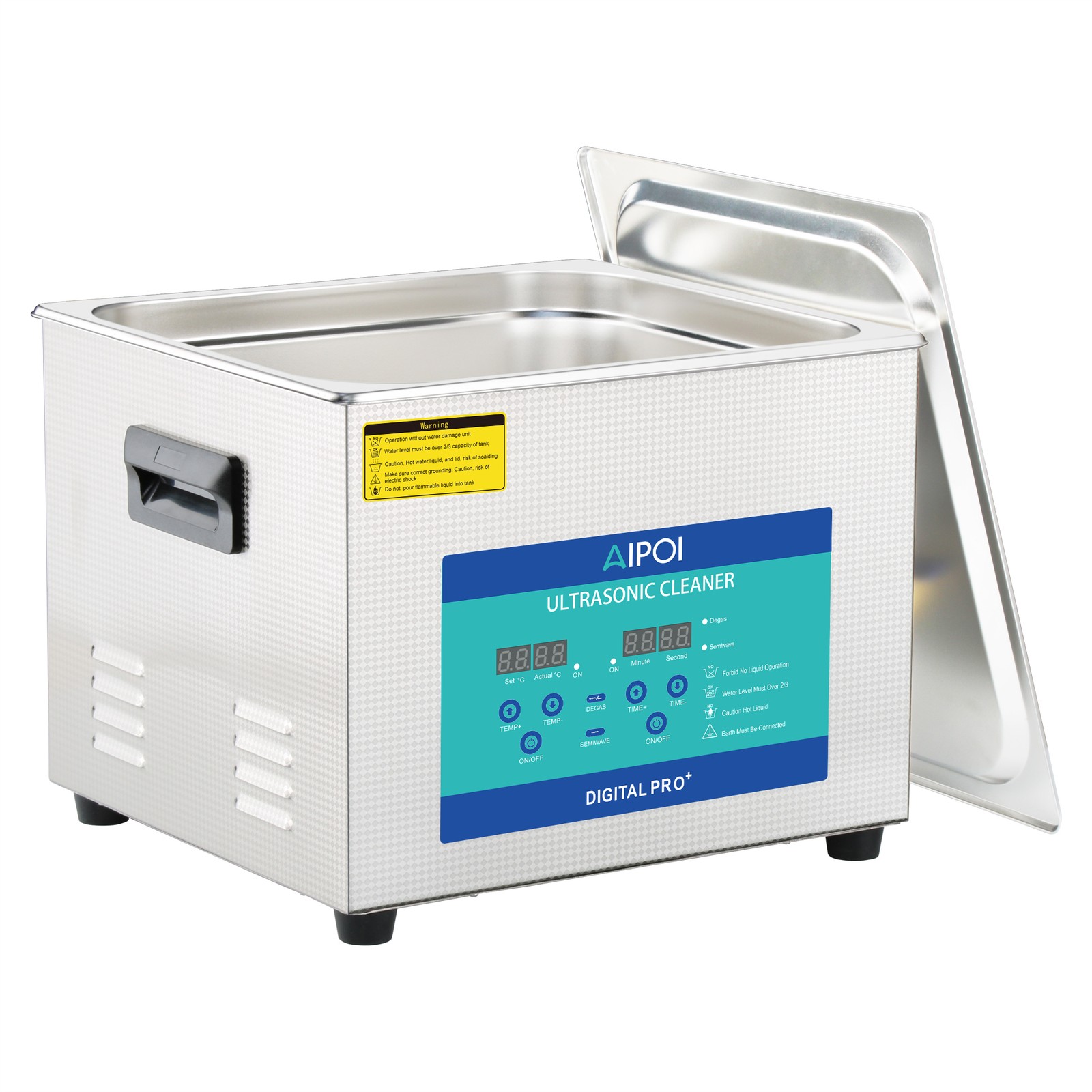 AIPOI 10L Ultrasonic Cleaner with Timer Heating Machine Digital Sonic Cleaner
