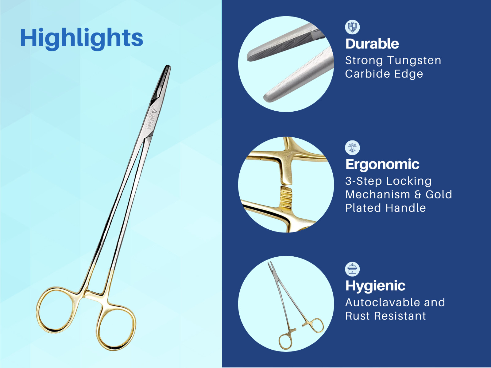 Mayo Hegar Needle Holder 8″ Surgical Needle Driver with Tungsten Carbide ARTMAN