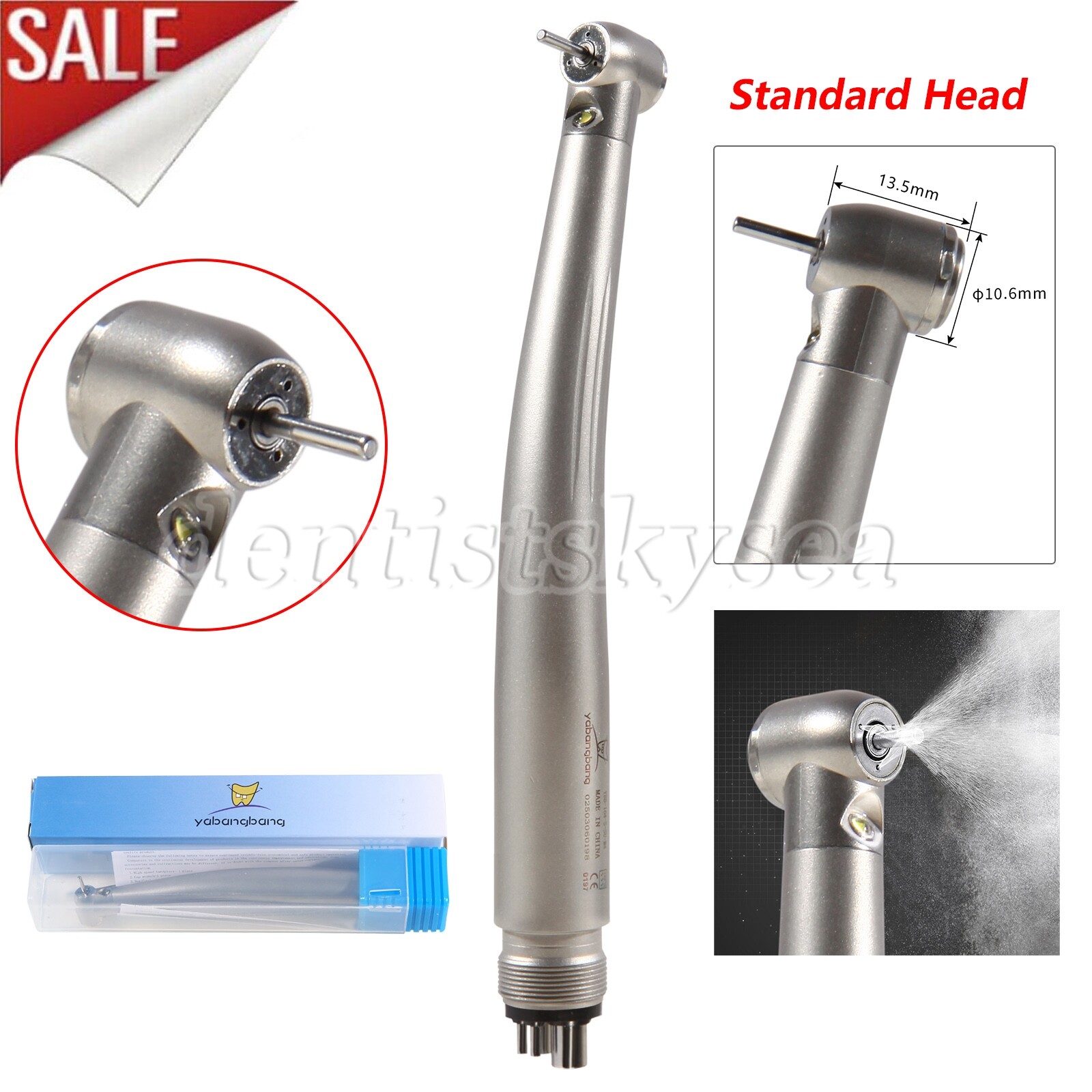 1/5/10 E-generator Dental LED Fiber Optic High Speed Handpiece 4H 3-Water Spray