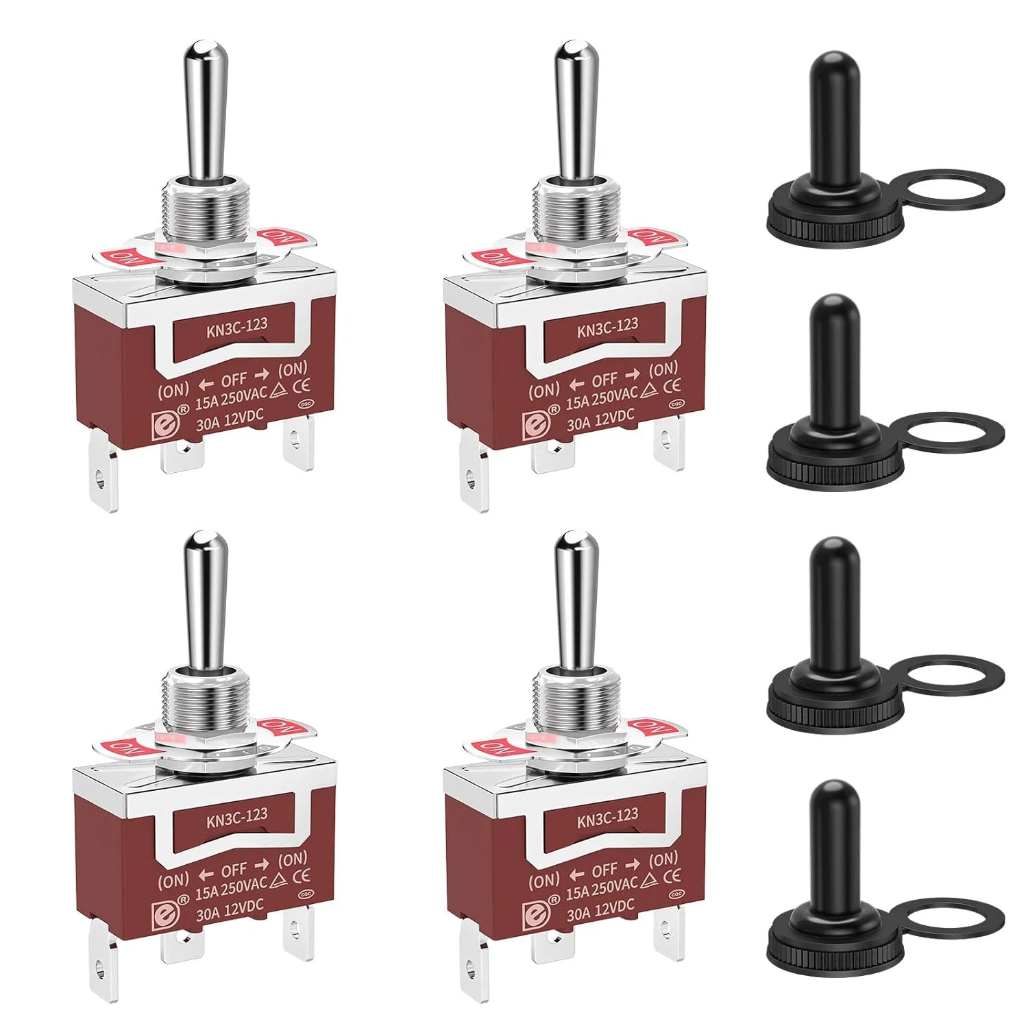 4 Pack 12V (ON)-Off-(ON) Momentary Toggle Switch Waterproof SPDT 3 Way 30A
