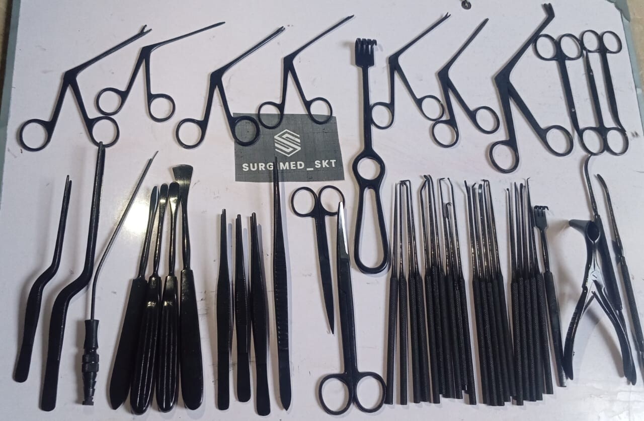 Tympanoplasty Instruments Set Black Color 50 Pcs Micro Ear Surgery ENT