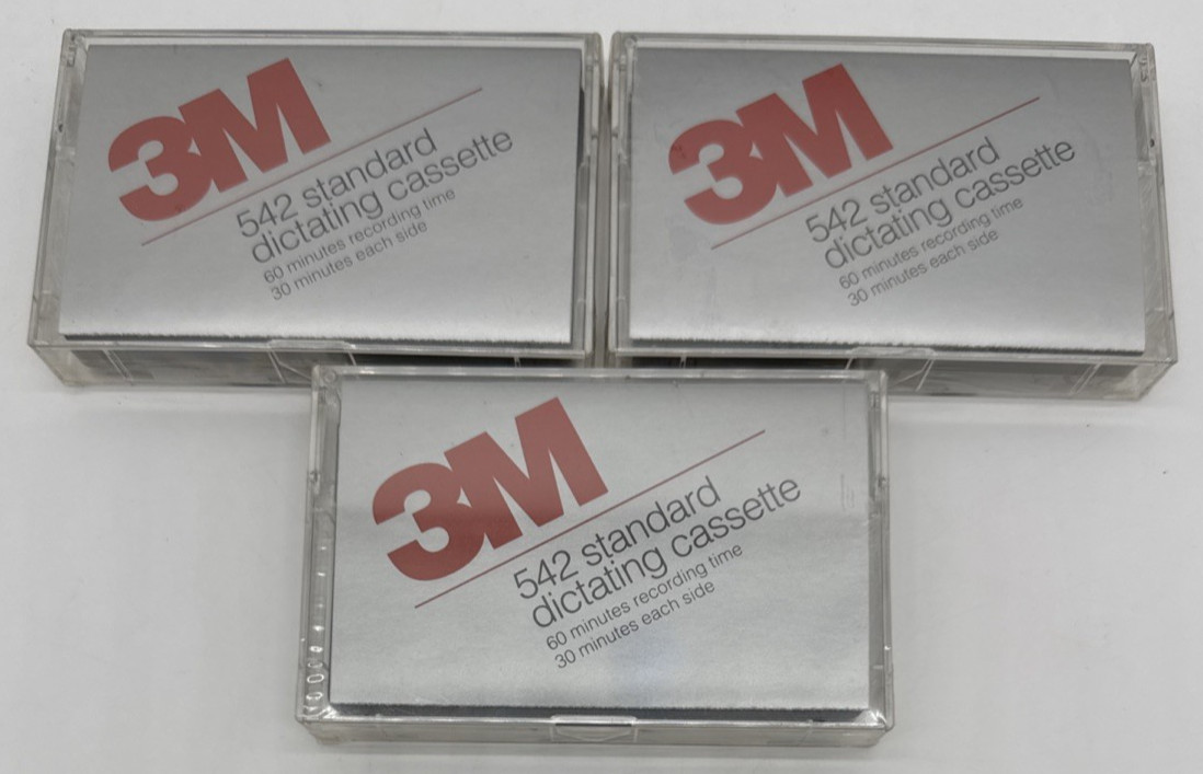 Lot of 3 «3M» 542 Standard Dictating Cassette Tapes 60 Mins Factory Sealed