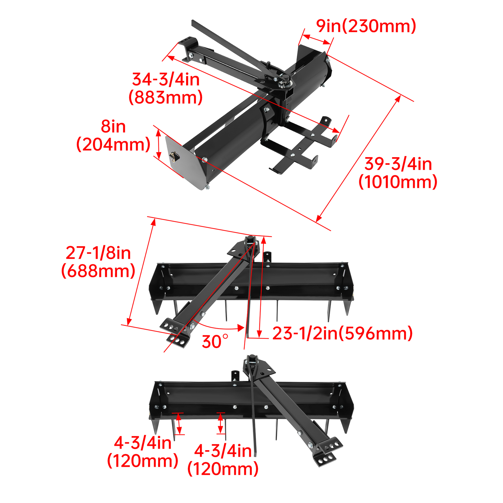 38″ Tow Behind Box Scraper Blade For universal Lawn Tractor & Adjustable Grip