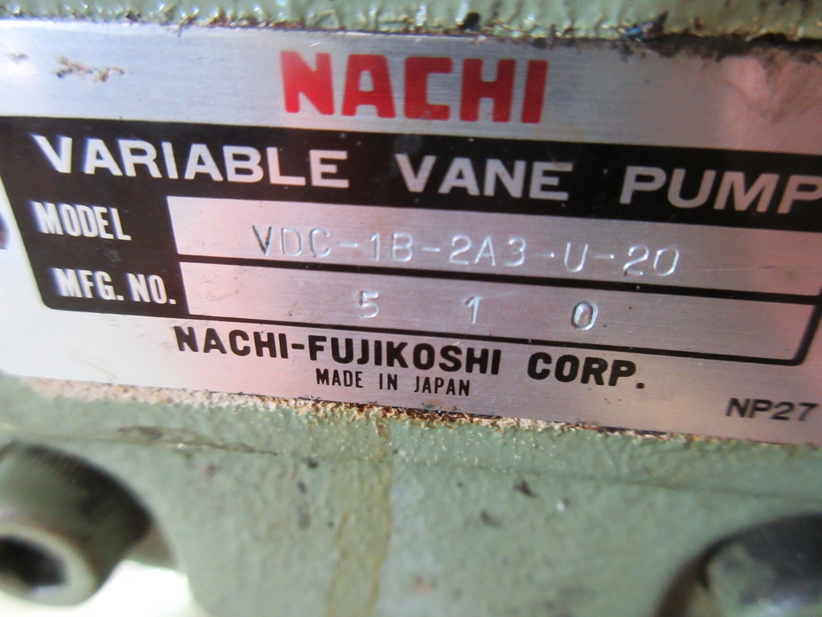 NACHI LTIS-NR MOTOR VDC-1B-2A3-U-20 OKUMA PUMP EACH 1
