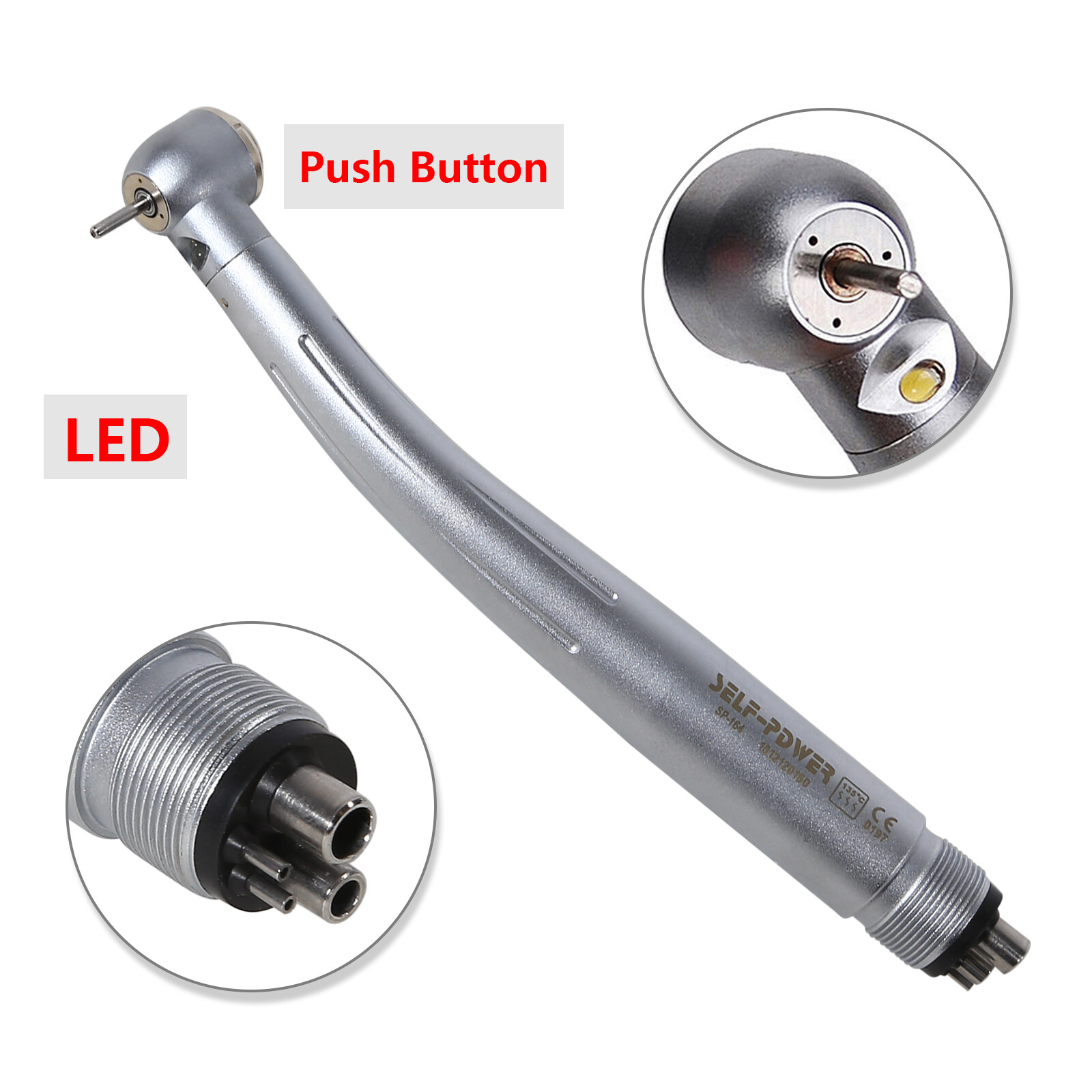 NSK Style Dental Fiber Optic High Speed Turbine Handpiece LED E-generator 4Hole