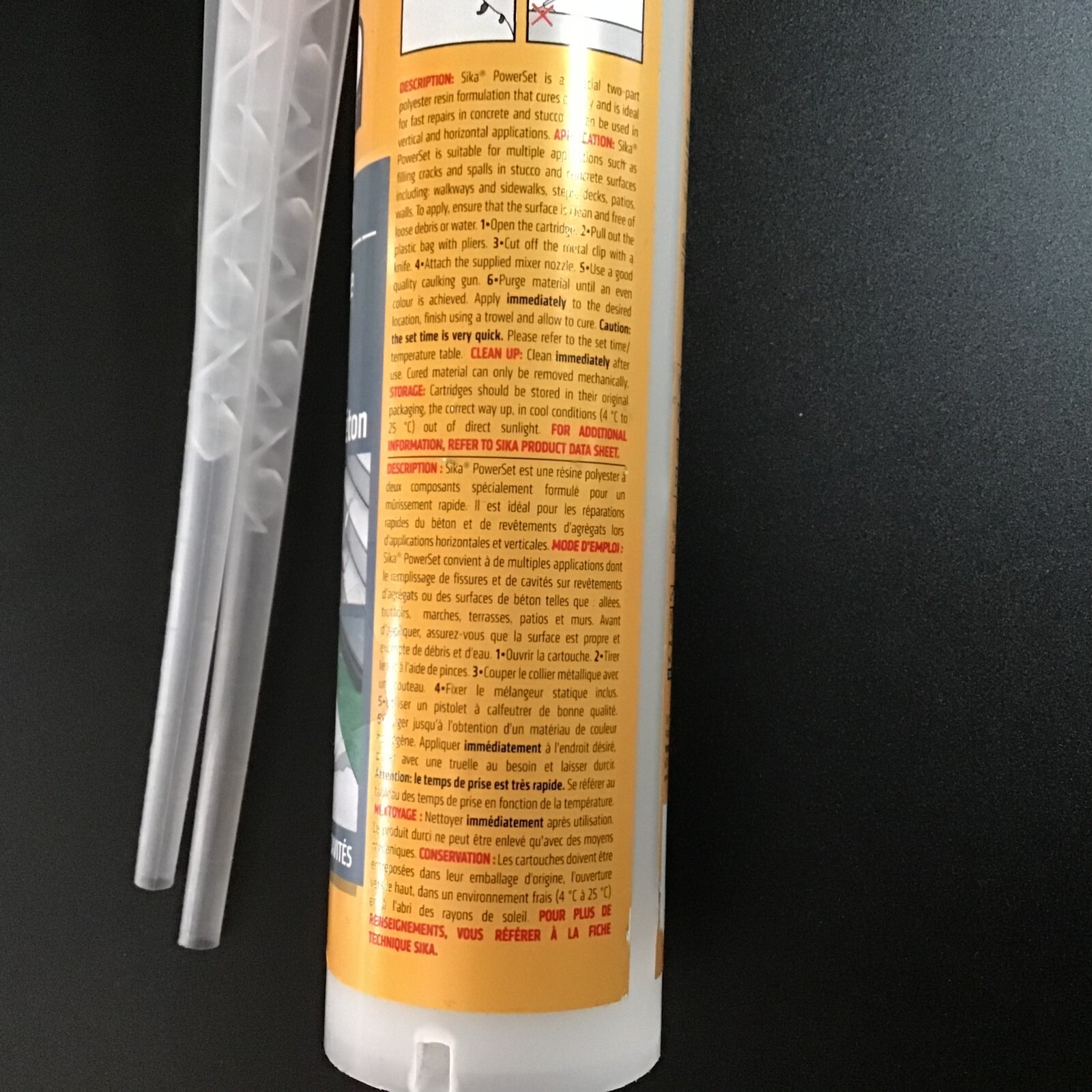 ProSelect Instant Concrete Repair PowerSet Sika 10.1 Oz Gaps Cracks Fissures