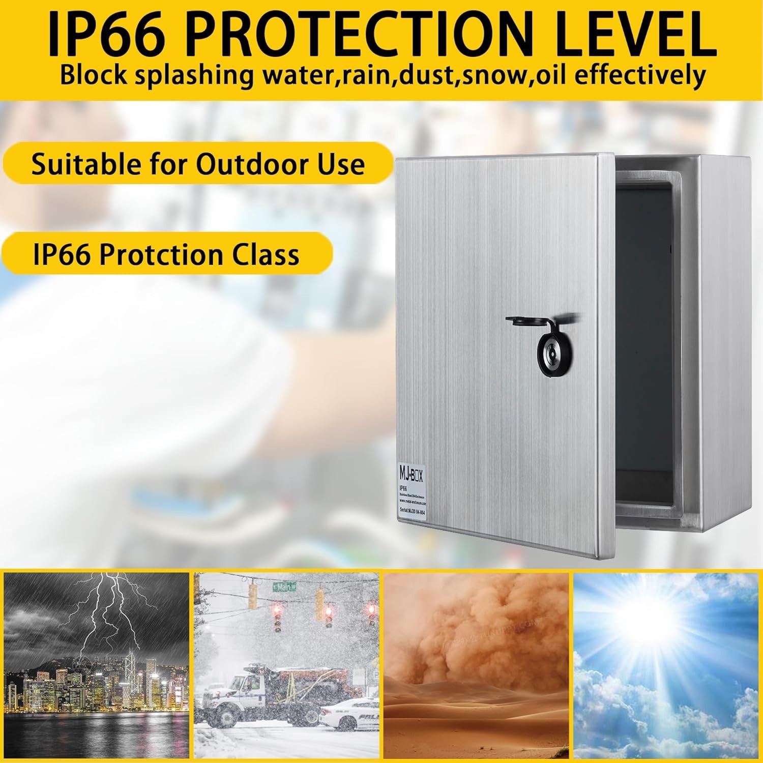 12x8x6″ 304 Stainless Steel Electrical Enclosure, IP66 Waterproof & Dustproof