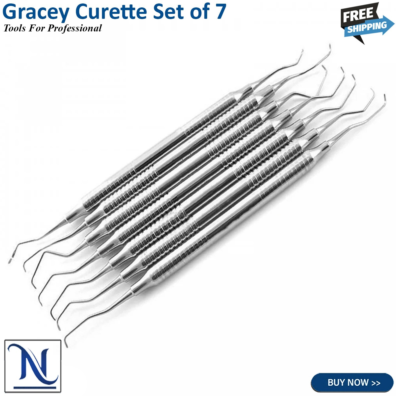 7 Pcs Gracey Curettes Set – Hollow Handle Periodontal Dental Surgical Instrument