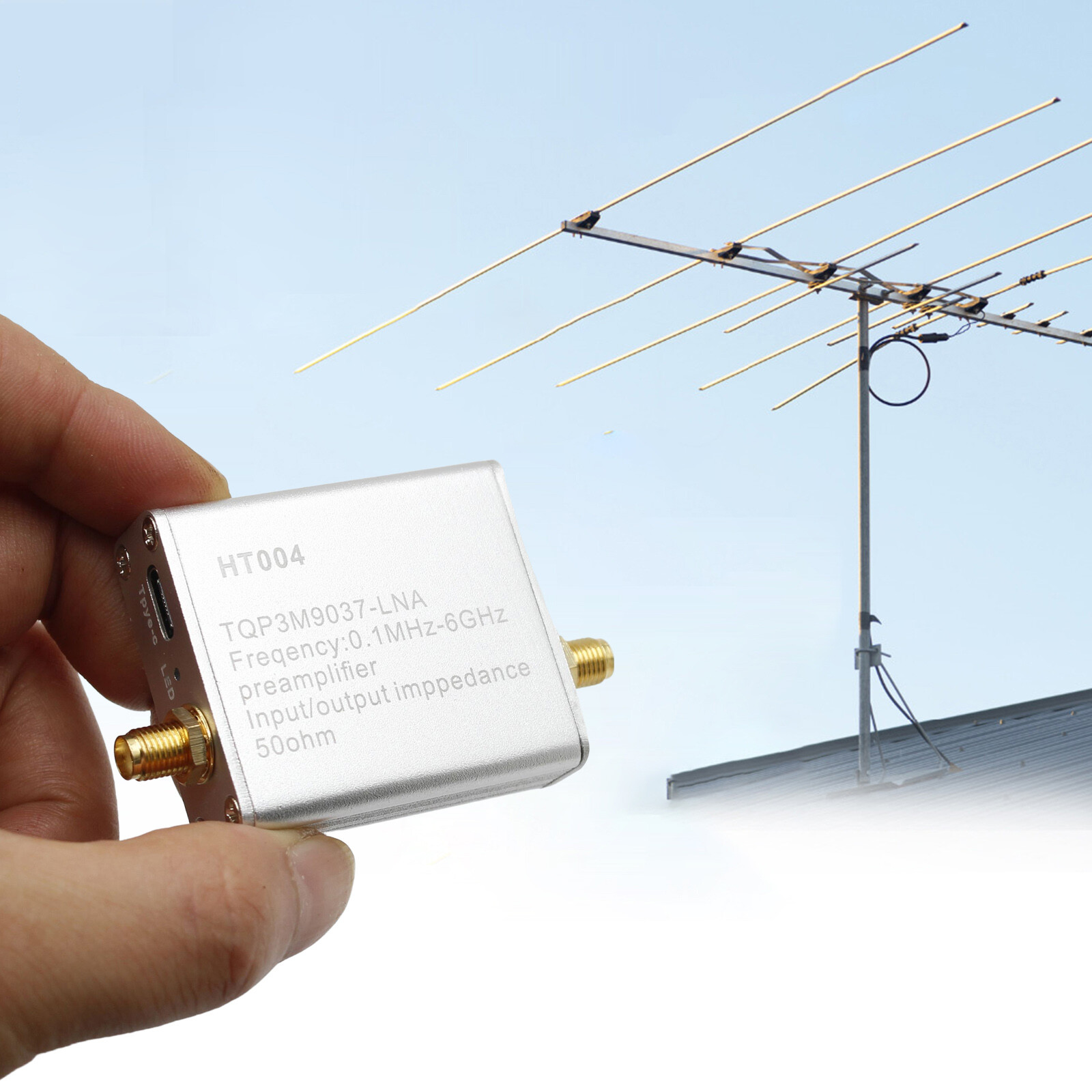 100K-6GHz HT004 Full Band Low Noise Amplifier 20dB High Gain Power Preamplifier.