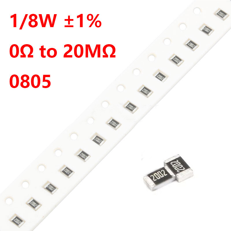 0805 SMD/Chip Resistors/Resistance 1/8W ±1%- Full Range of Values (0Ω to 20MΩ)