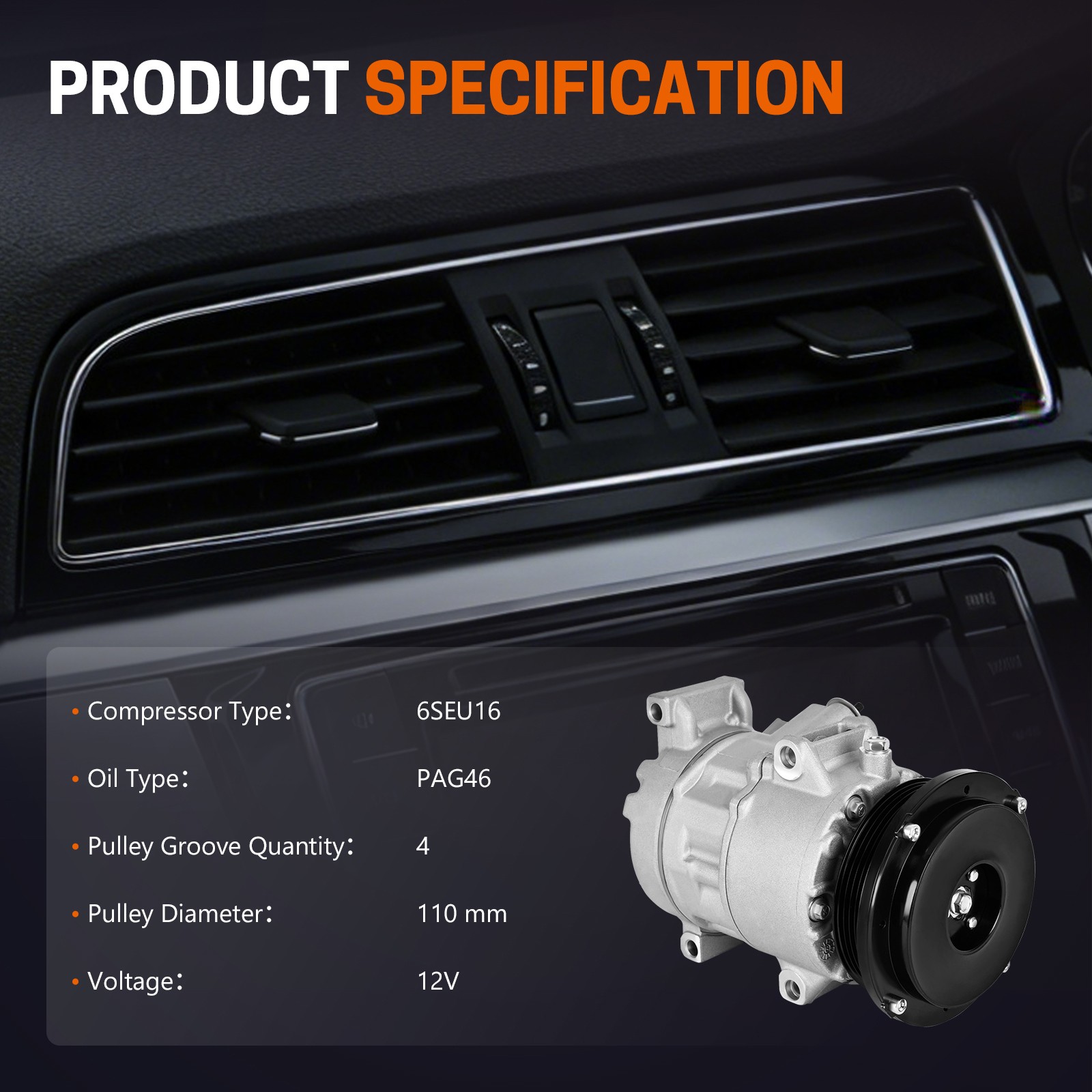 AC Compressor with Clutch for Toyota Camry 2009 2010 2011 2.4L 2.5L 8831006390