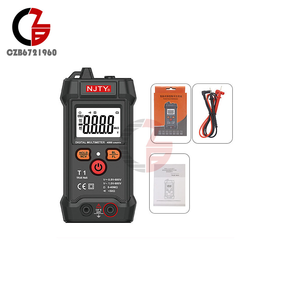 T1 Digital Automatic Multimeter Small AC DC Voltage 600V 0Ω~40MΩ 4000 Backlight