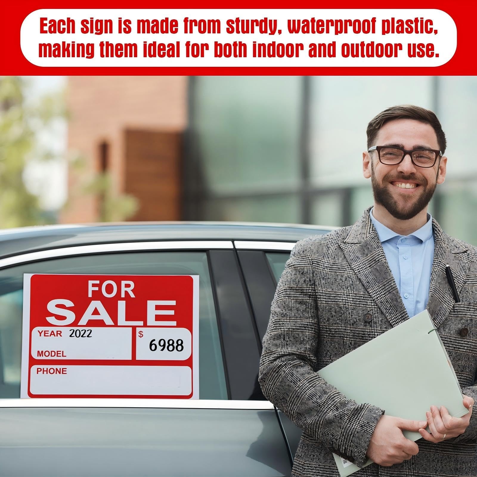 Seajan 25 Pcs for Sale Signs for Car 9 x 12 Inches Auto Sales Signs Vehicle, …
