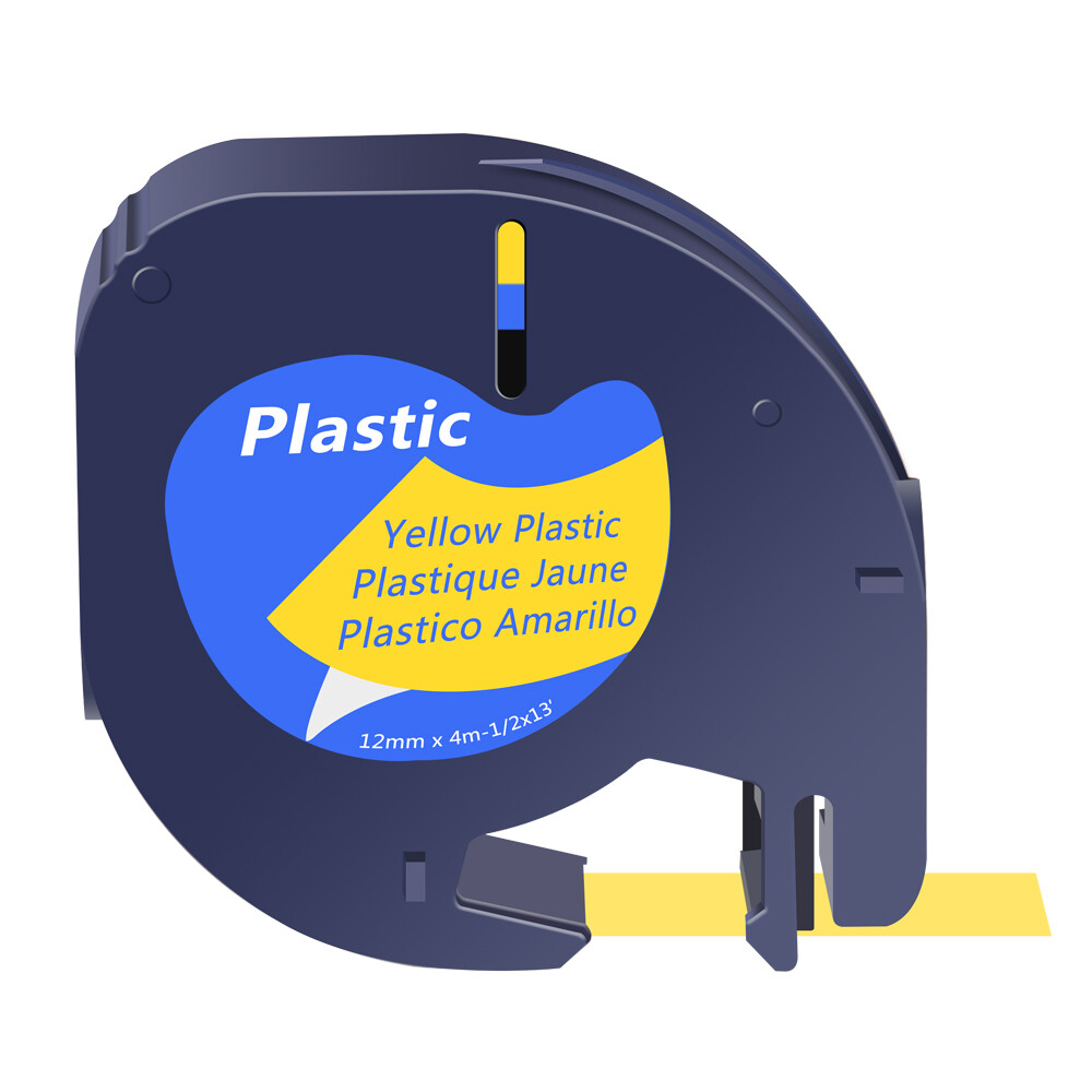 LT-91332 For DYMO LetraTag Refills LT100T LT100H Yellow Plastic Label Tape 12mm