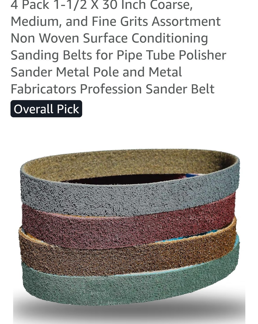 1.5″ x 30″ Surface Conditioning Belts Kit 1 each: Tan Red Blue Gray – 4 PACK