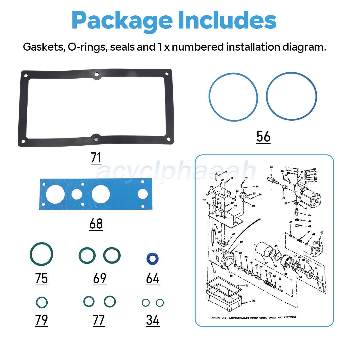 Hydraulic Cab Pump Rebuild Kit For FMTV LMTV M1078 M1083 M1084 M1085 M1086 M1092