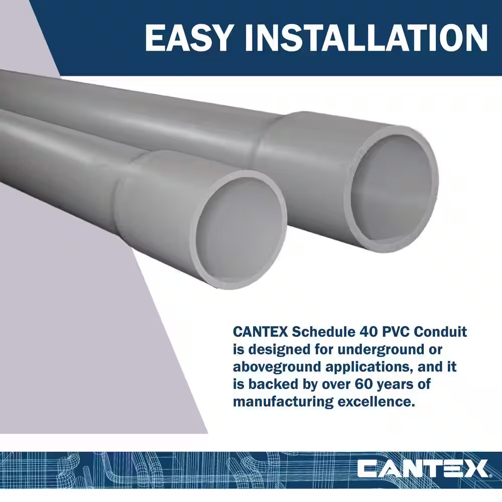 1-1/2 In. X 10 Ft. Gray Non-Metallic PVC Schedule 40-Conduit