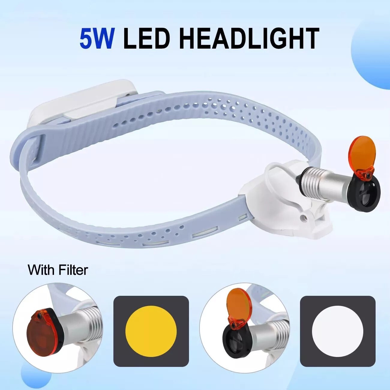 Dental Wireless 5W LED Headlight ENT Medical Surgical Headband Head Light Lamp