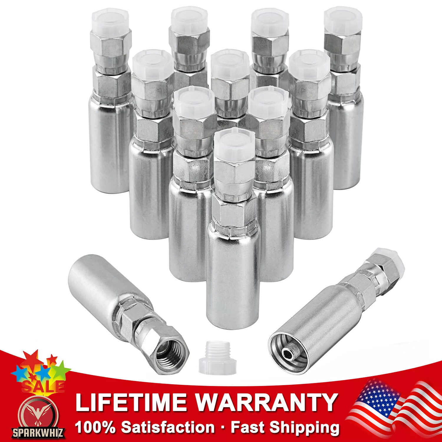 12PCS 1/4″ Hydraulic Hose Fittings 1/4″x1/4″ JIC 37° Female w/ Protection Cover