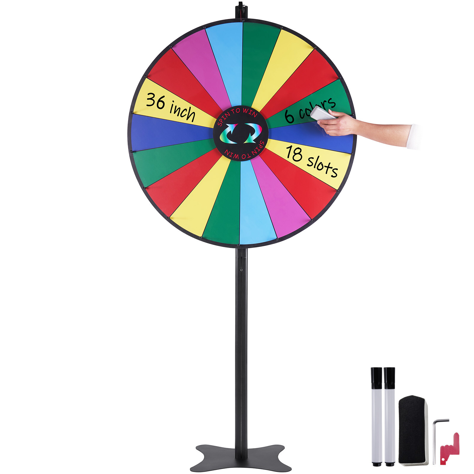 VEVOR 36″ Spinning Prize Wheel 18 Slots Wheel Spinner Tabletop Floor-standing