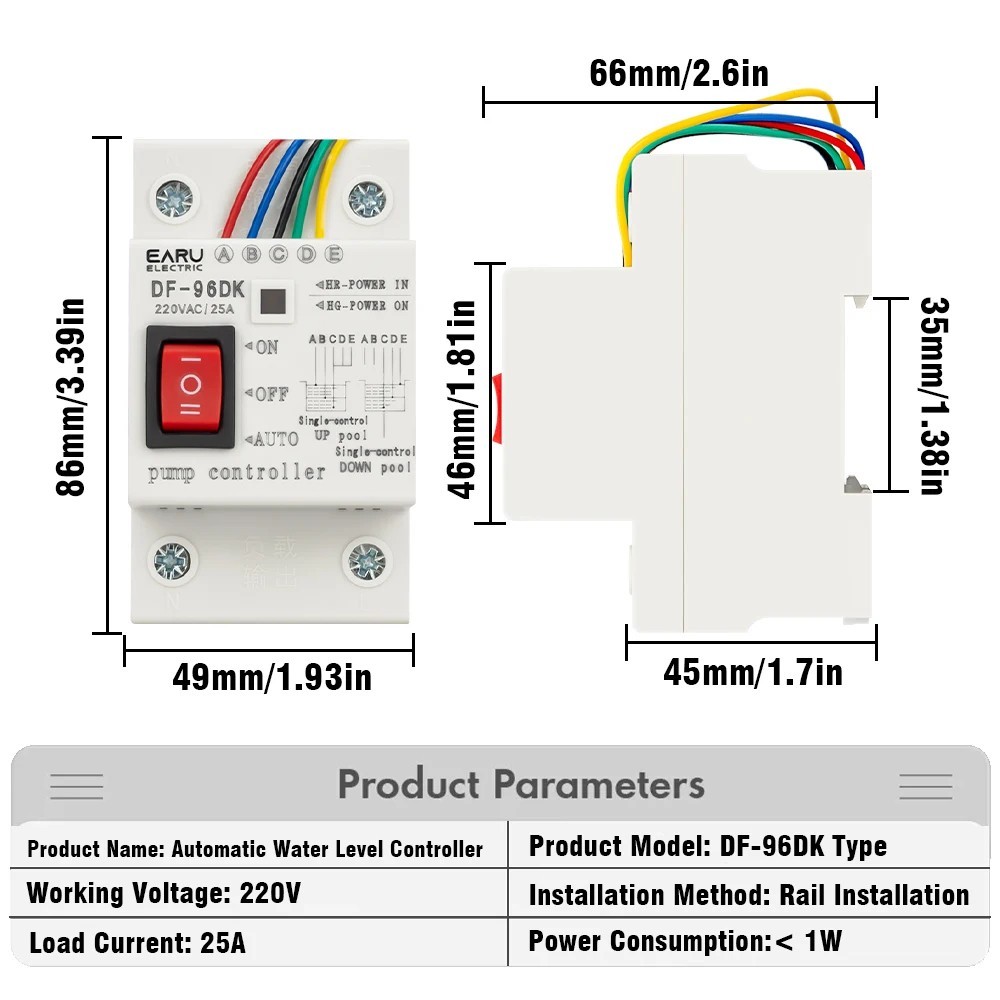 Automatic Water Level Controller 110V 220V 25A Pump Sensor Switch With Probes