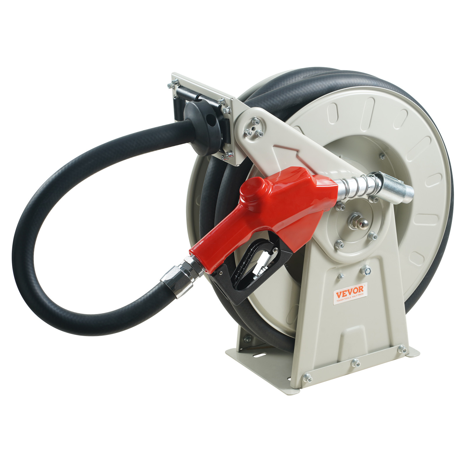 VEVOR Fuel Hose Reel Retractable Diesel Hose Reel 1″ x 33′ Auto Refueling Nozzle