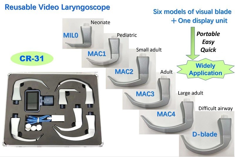 (US Delivery) Video Laryngoscope Full set (MIL0/MAC1/MAC2/MAC3/MAC4/D-Blade)