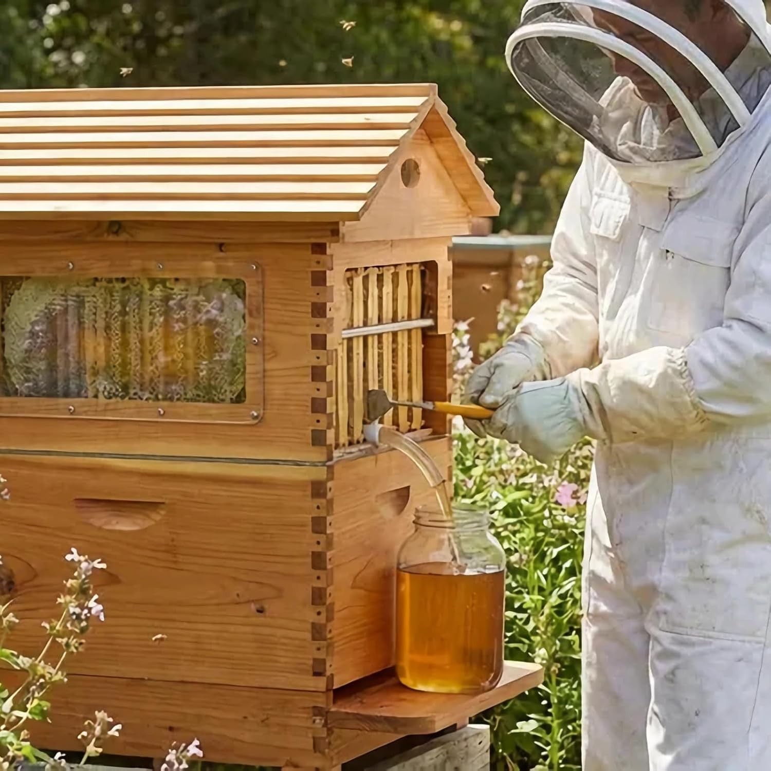 Automatic Beehive Starter Kit with 7 Gravity Auto hive Frames for Beekeeping