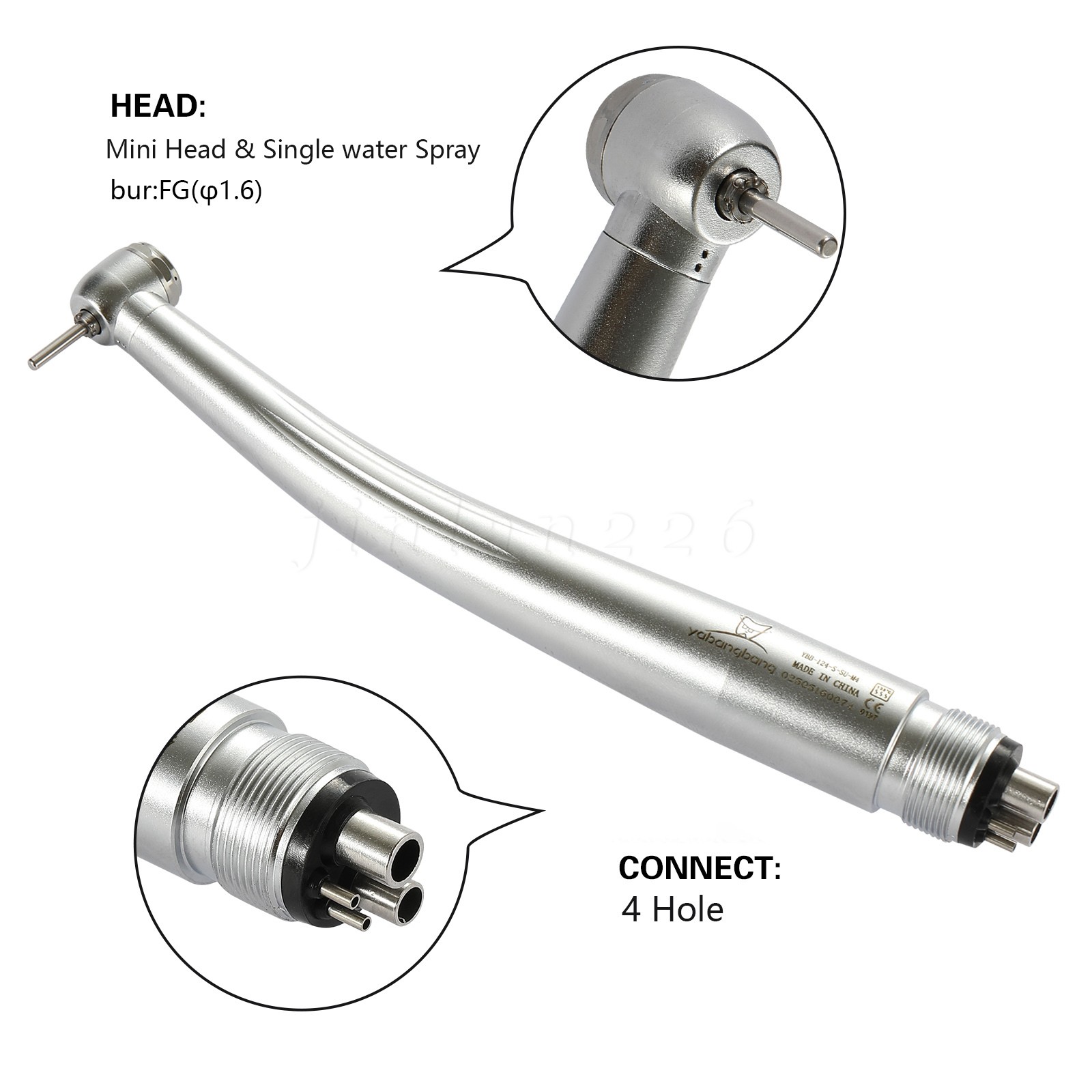 Yabangbang Dental Handpiece Small High Speed Turbine 4Hole NSK Style Mini Head