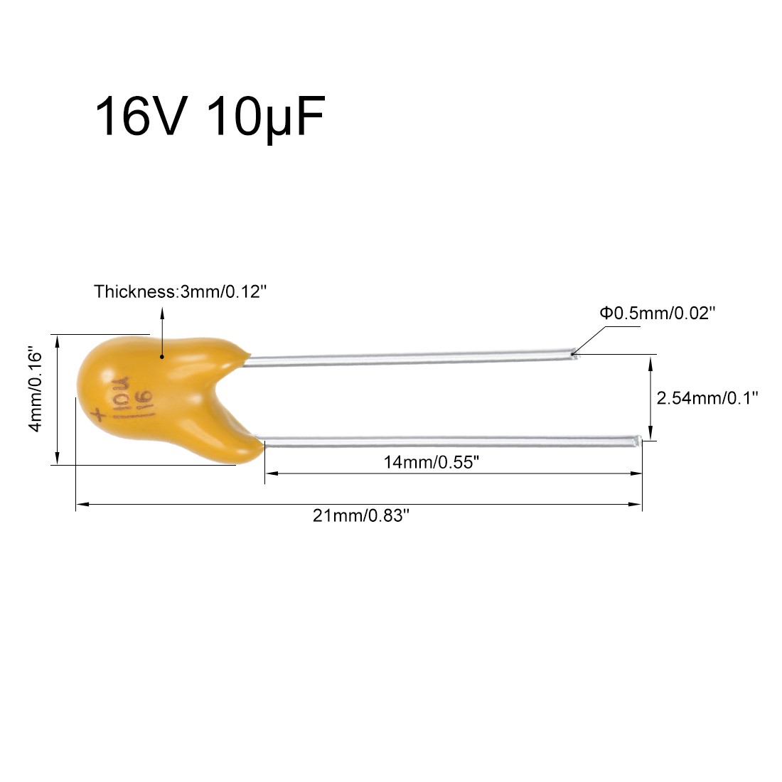 10Pack 10uF Tantalum Capacitor 16V 2 Pin Radial Dipped Tantalum Bead Capacitors