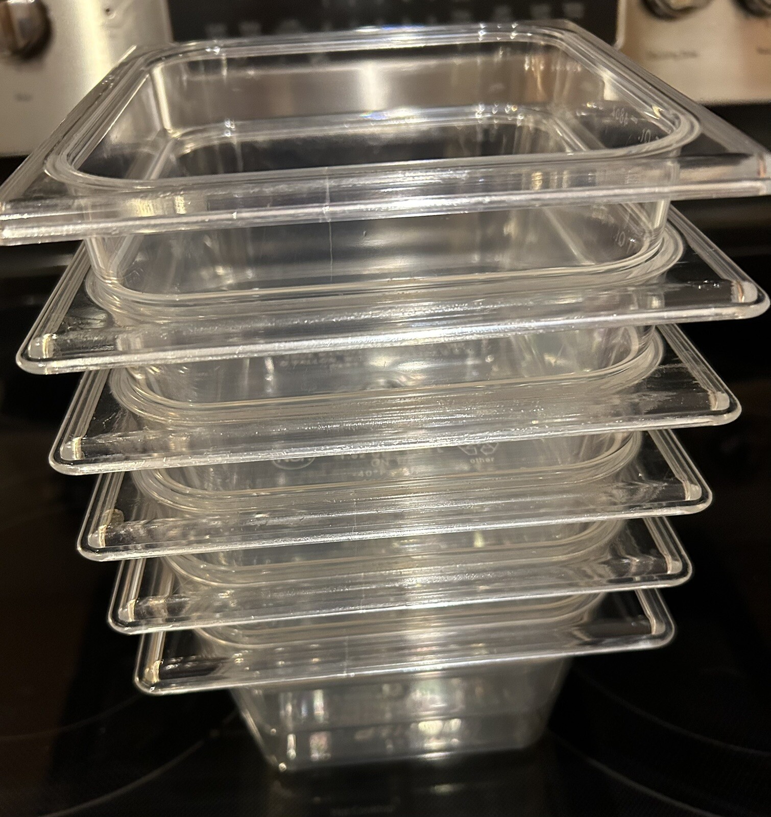 6 Each True Clear Food Pan 1/6 Size 4” Deep NSF Commercial Prep Polycarbonate