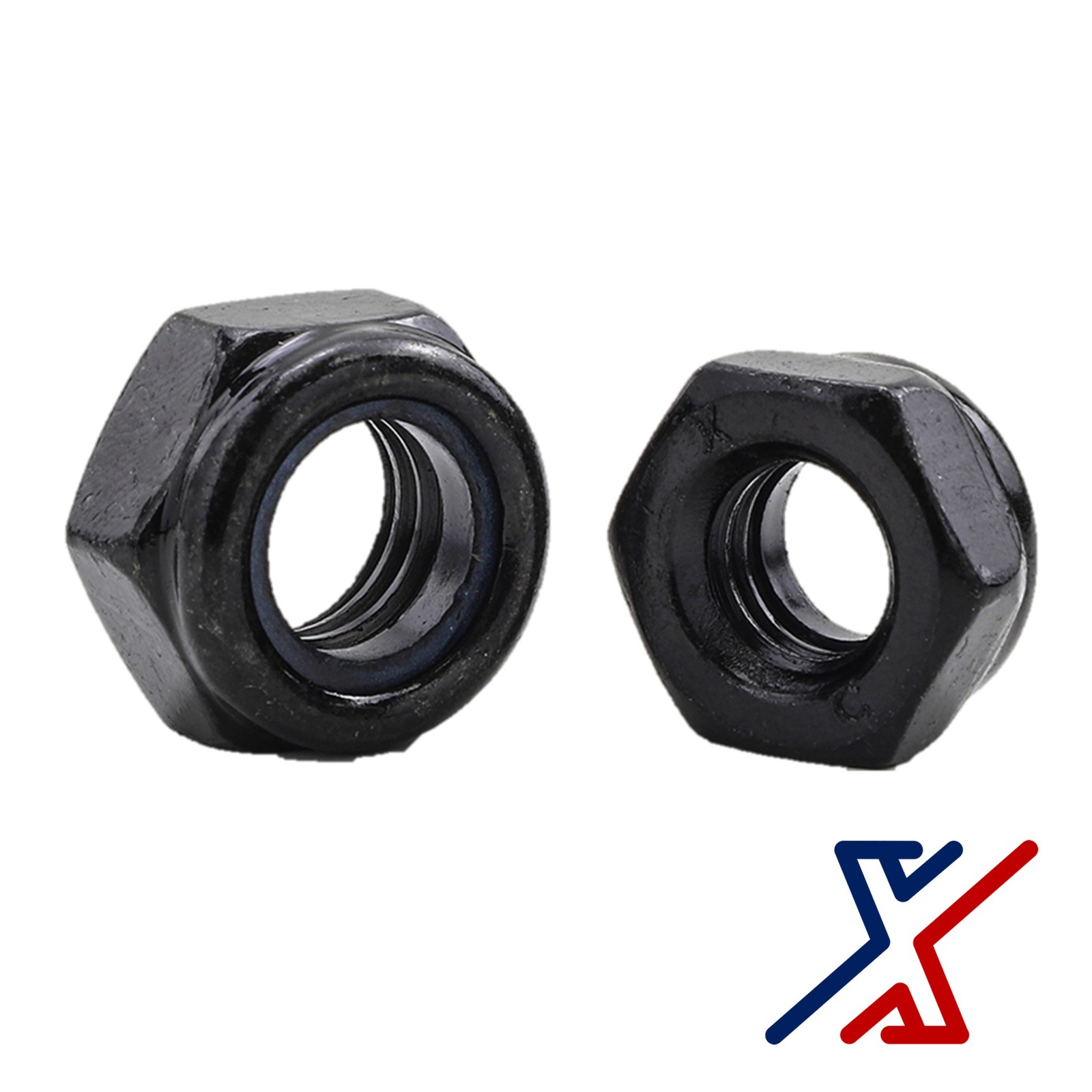 1/4″-28 Hi-Performance Black-Oxide Steel Nylon-Insert Locknuts by X1Tools